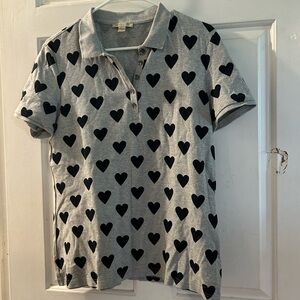 Burberry Gray Polo Top with Black Heart Print